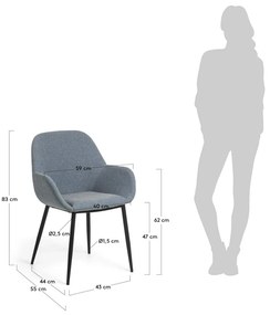 Kék kárpitozott étkezőfotel Konna – Kave Home