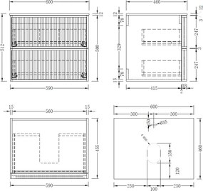 AREZZO design SAVONA 60 cm-es alsószekrény 2 fiók, tölgy