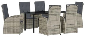 vidaXL Kert étkező szett párnával 7 pcs Szürke polirattan