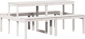 vidaXL fehér tömör fenyőfa piknik asztal 160 x 134 x 75 cm