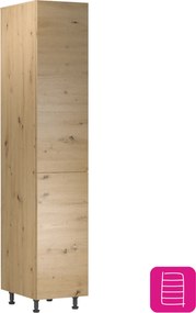 Élelmiszer szekrény polcokkal, artisan tölgy, univerzális, LANGEN D40SP
