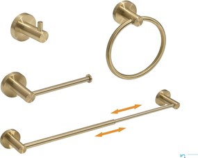 Fürdőszobai kiegészítőszett EYN BA1308 rozsdamentes acélból, szálcsiszolt arany felülettel
