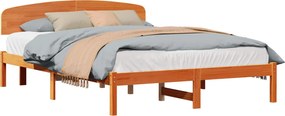 vidaXL Ágykeret fejtámlával Faggyú barna 150 x 200 cm Tömör fenyőfa