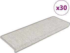 vidaXL 30 db platina lépcsőszőnyegek öntapadós szizál kinézetű