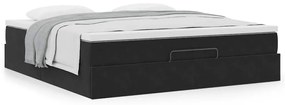 Ottomán ágykeret matracokkal Fekete 200x200cm bársony