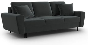 Sötétszürke bársony kinyitható tárolóhelyes kanapé 235 cm Kyoto – Cosmopolitan Design
