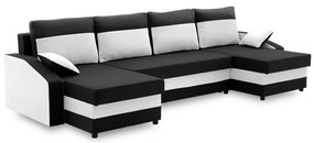 Sparta sarokkanapé, 1 ágyneműtartóval, szövet anyag, univerzális oldal, bonell töltet, fekete - fehér