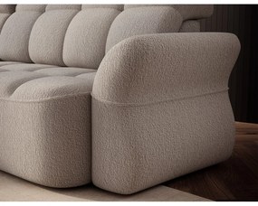 Bézs buklé kinyitható-tárolóhelyes sarokkanapé (bal oldali-heverő résszel) Beneth – ELTAP