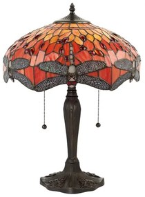 Endon 64093 - Tiffany DRAGONFLY asztali lámpa, 2x E27, 60 W, 230 V, Ø 41 cm