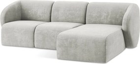 Világosszürke zsenília sarokkanapé (jobb oldali-heverő résszel) Lani – Makamii