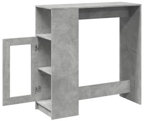 betonszürke szerelt fa tárolórekeszes bárasztal 101x40x103,5 cm