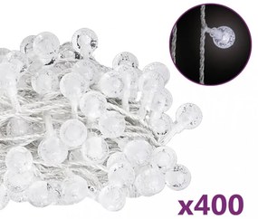 gömb alakú 8 funkciós hideg fehér tündérfényfüzér 400 LED 40 m