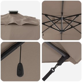 Cantilever Roma Napernyő LED-fénnyel - Taupe (286 x 285 x 270 cm) - Alumínium