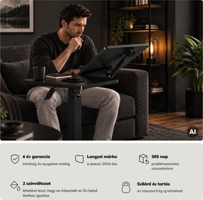 Laptopasztal állítható, mobil, multifunkciós, fekete: BILL
