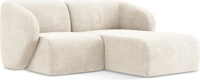 Bézs zsenília sarokkanapé (jobb oldali-heverő résszel) Lani – Makamii