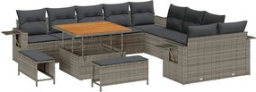 vidaXL Kerti Kanapé Szett 13 pcs Szürke polirattan