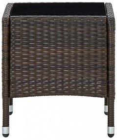 barna polyrattan kerti asztal 40 x 40 x 45 cm