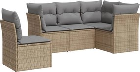 vidaXL 5 részes bézs polyrattan kerti ülőgarnitúra párnákkal