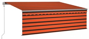 narancssárga-barna kézzel kihúzható napellenző redőnnyel 4x3 m