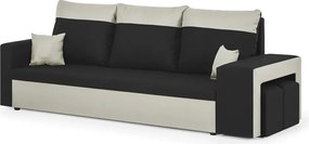 NEVADA Háromszemélyes kinyitható kanapé Fekete/krém