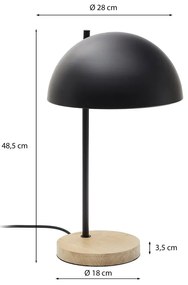 Fekete-natúr színű asztali lámpa fém búrával (magasság 48,5 cm) Catlar – Kave Home