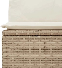 6 részes bézs polyrattan akácfa kerti ülőgarnitúra párnával