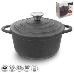 Indukciós tűzhelyhez alkalmas öntöttvas edény fedővel 4 l LITINA – Orion