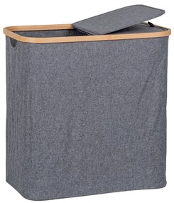 Noto szennyeskosár, bambusz, textil, sötétszürke, 54x33x54 cm