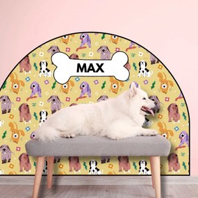 PIPPER. Védő textil falmatrica – Ív – Színes kutyák Méret: 120x96cm, Indíték: névvel