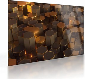 Kép - bronz hatszögek (üvegen) (70x50 cm)