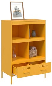 mustársárga acél tálalószekrény 68 x 39 x 101,5 cm