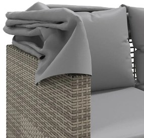3 személyes szürke polyrattan kerti kanapé baldachinnal/székkel