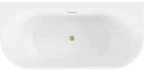 Mexen Oval+, falhoz szabadon álló kád 170 x 80 cm, fehér fényes, arany matt túlfolyó, 52681708000-55