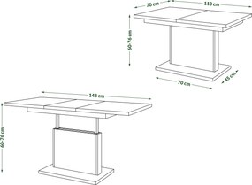 Mazzoni ASTON MINI Arany Tölgy - MODERN NYITHATÓ EMELHETŐ DOHÁNYZÓASZTAL ÉTKEZŐASZTAL ÁTALAKÍTHATÓ ASZTAL