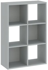 Könyvespolc 6 rekesszel, szürke színben CATCHY 61 cm