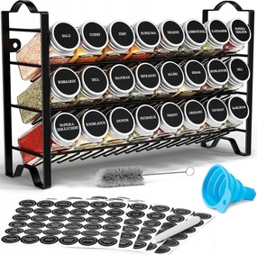 Pojemniki Na Przyprawy 24SZT Z Regałem Naklejki Kuchenna Metal Organizer