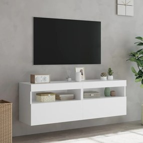 2 db fehér falra szerelhető TV-szekrény LED-ekkel 60x30x40 cm