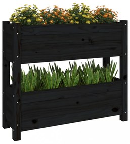 fekete tömör fenyőfa növénytartó 77x25x66 cm
