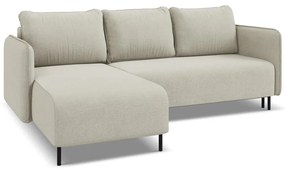 Bézs kinyitható-tárolóhelyes sarokkanapé (bal oldali) Luana – Makamii