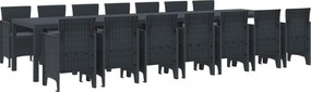 vidaXL Kerti étkező szett párnákkal párnával 15 pcs Antracit PP