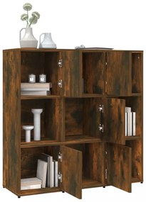 füstös tölgyszínű szerelt fa könyvszekrény 90 x 30 x 90 cm