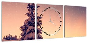 Havas fa egy réten képe (órával) (90x30 cm)