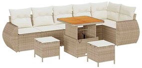 vidaXL Kerti Kanapé Szett 9 pcs Bézs polirattan