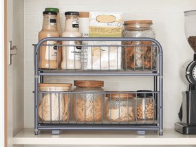 Tároló állvány SOLIDO kihúzható kosarakkal, egymásra rakható, szürke