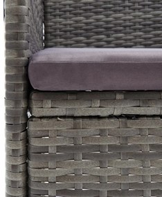 3 részes szürke polyrattan és akácfa bisztrószett