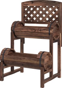 Outsunny Emeltágyás Trellissel, Négyzetes Kerti Ágy 2 Szinttel, Teraszra, Erkélyre, Kertbe, 42 x 49 x 80 cm, Barna | Aosom