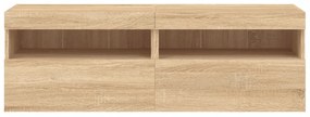 2 db sonoma tölgy színű fali TV-szekrény LED-del 60x30x40 cm