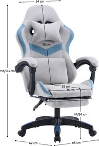 Irodai/gamer szék, szürke/kék, ZODIA