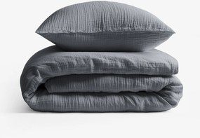 Goldea muszlin ágyneműhuzat – antracit 200 x 200 és 2db 70 x 90 cm