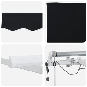 Automatikus Behúzható Napernyő LED-del Fekete 500x300 cm